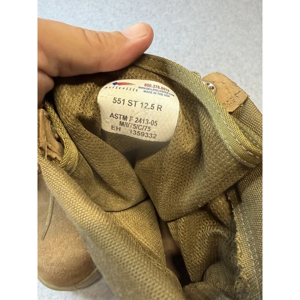 Belleville Hot Weather Combat Boots 551 ST 12.5 Coyote Desert Tan USA Military